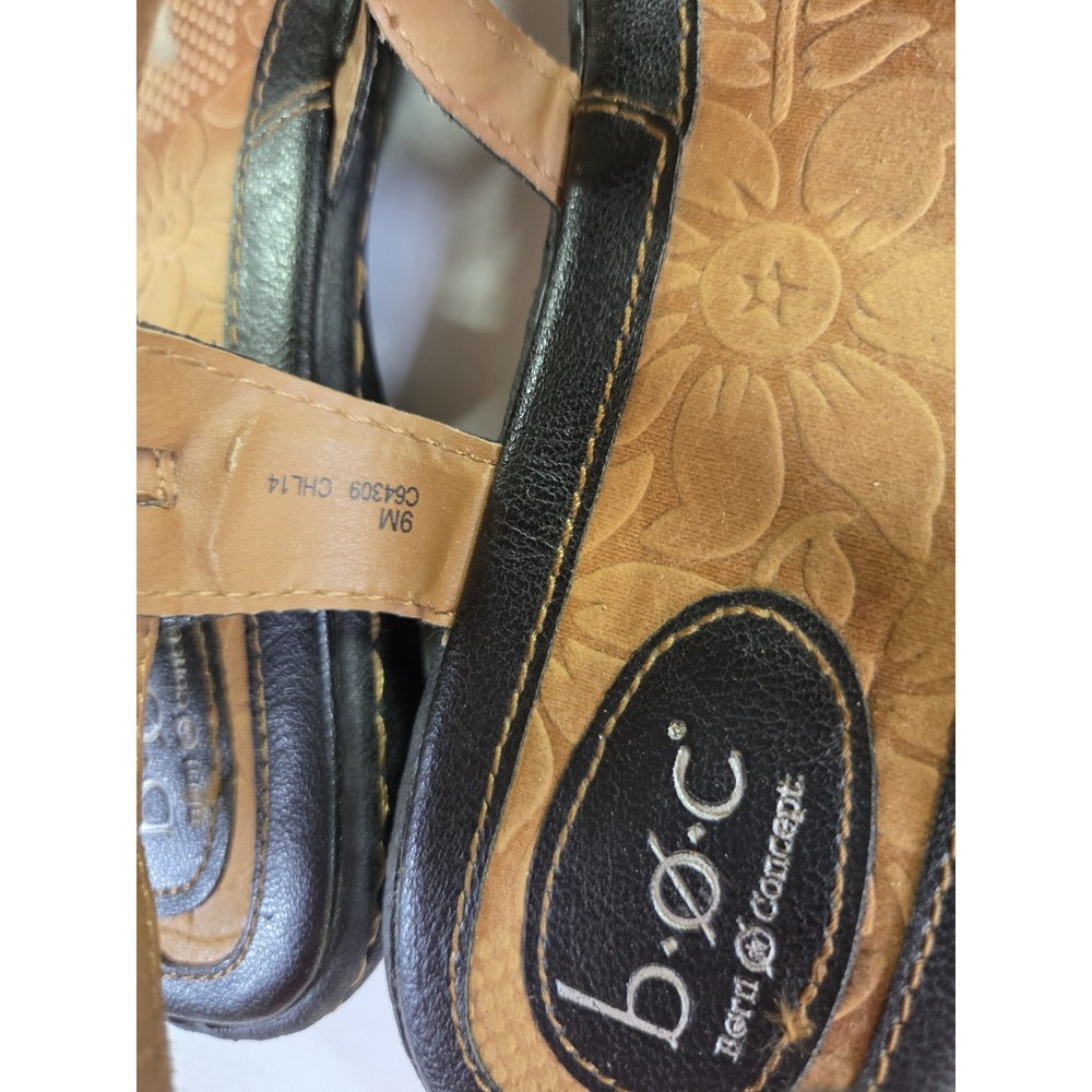 b.o.c. Women's Black/Brown Synthetic Strappy Buckle Adjustable Sandals 9 M - Picture 3 of 6